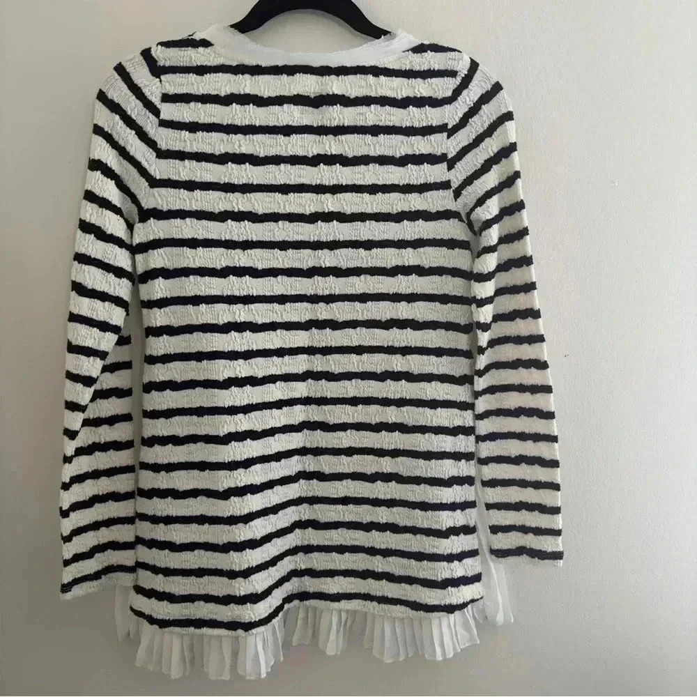 Anthropologie Postmark Stripe Long Sleeve Textured Tunic Blouse Top XS
